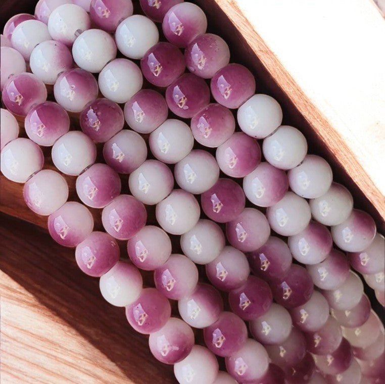 Wine White Dual Tone Jelly Beads - 8 mm