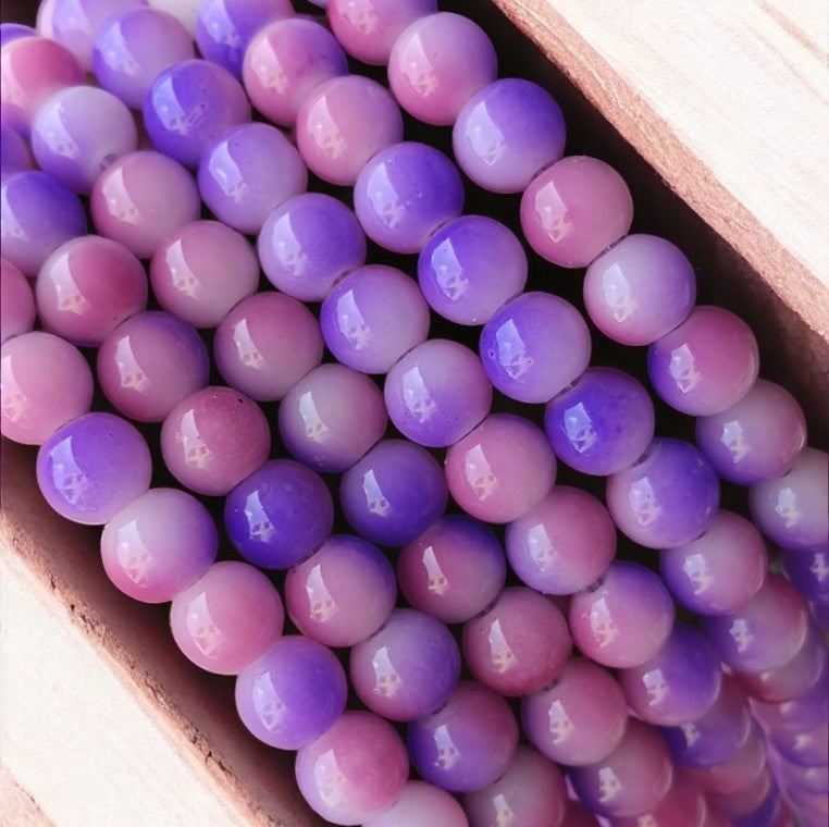 Light Pink Purple Dual Tone Jelly Beads - 8 mm