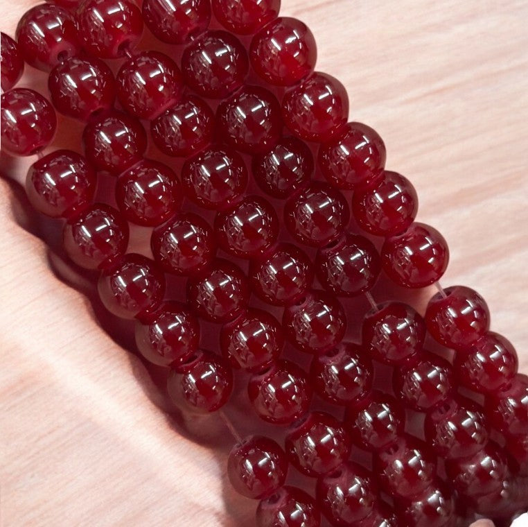 Maroon Jelly Beads - 8 mm