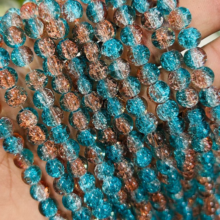 Blue Brown Multi Crackle Beads 8mm Eva Fashion and Craft