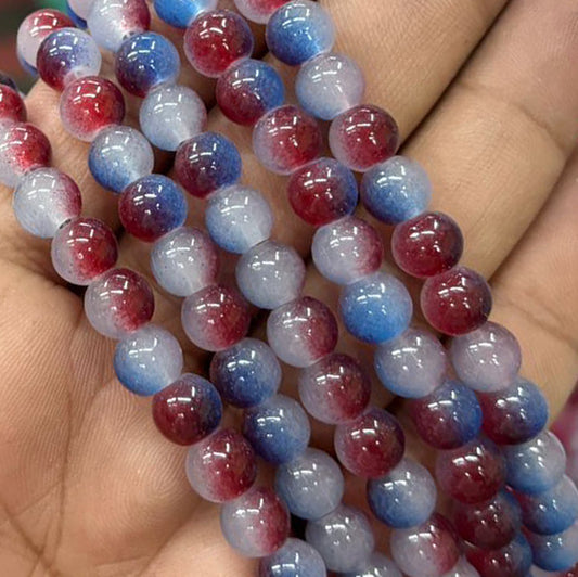 Maroon Teal Blue Dual Tone Jelly Beads - 8 mm Eva Fashion and Craft