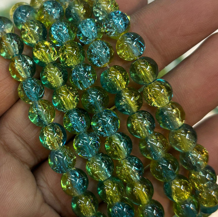 Green Sky Blue Multi Crackle Beads 8mm Eva Fashion and Craft