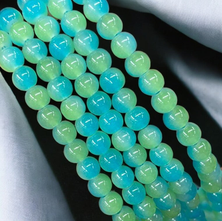 Green Sky Blue Dual Tone Jelly Beads - 8 mm