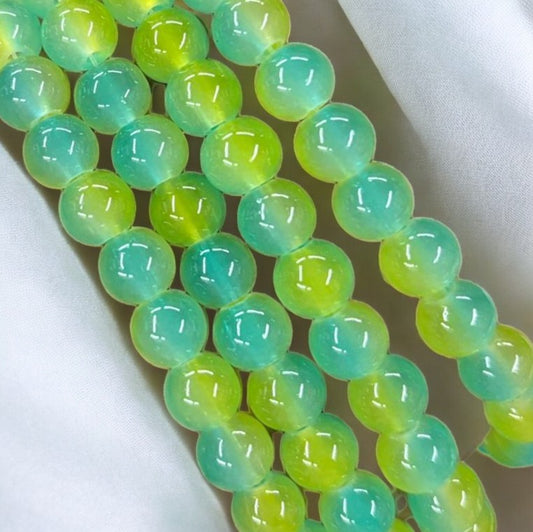 Parrot Green Blue Dual Tone Jelly Beads - 8 mm