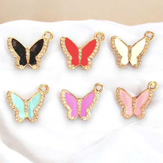 Butterfly Sliver Stone Gold Border Charm Eva Fashion and Craft