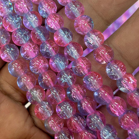 Pink Blue Multi Crackle Beads 8mm Eva Fashion and Craft