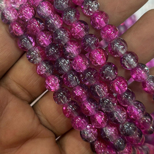 Pink Ash Multi Crackle Beads 8mm Eva Fashion and Craft