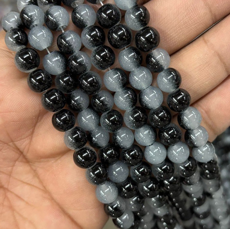 Black And White Dual Tone Jelly Beads - 8 mm Eva Fashion and Craft