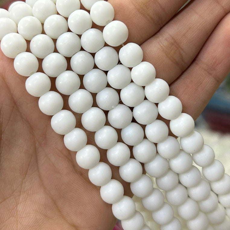 White Matt Finish Beads - 8 mm Eva Fashion and Craft