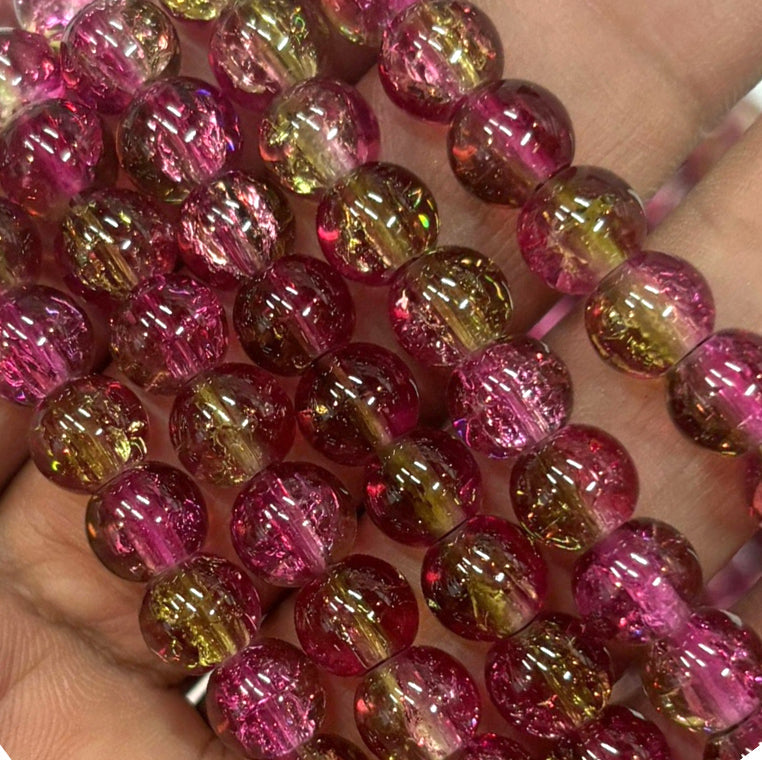 Wine Green Multi Crackle Beads 8mm Eva Fashion and Craft