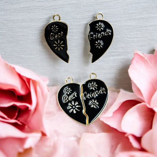 Best Friends Black Magnetic Heart Charm