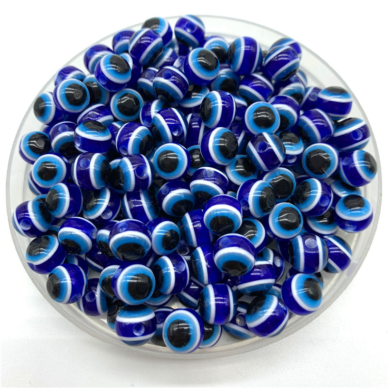 8mm Evil Eye Beads - 5 Pcs