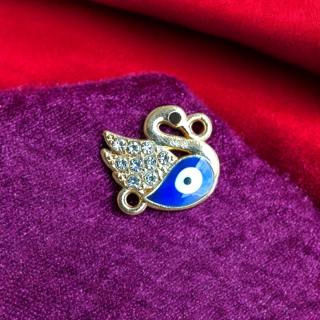 Stone Swan Charm with Evil Eye - Gold Eva Fashion and Craft