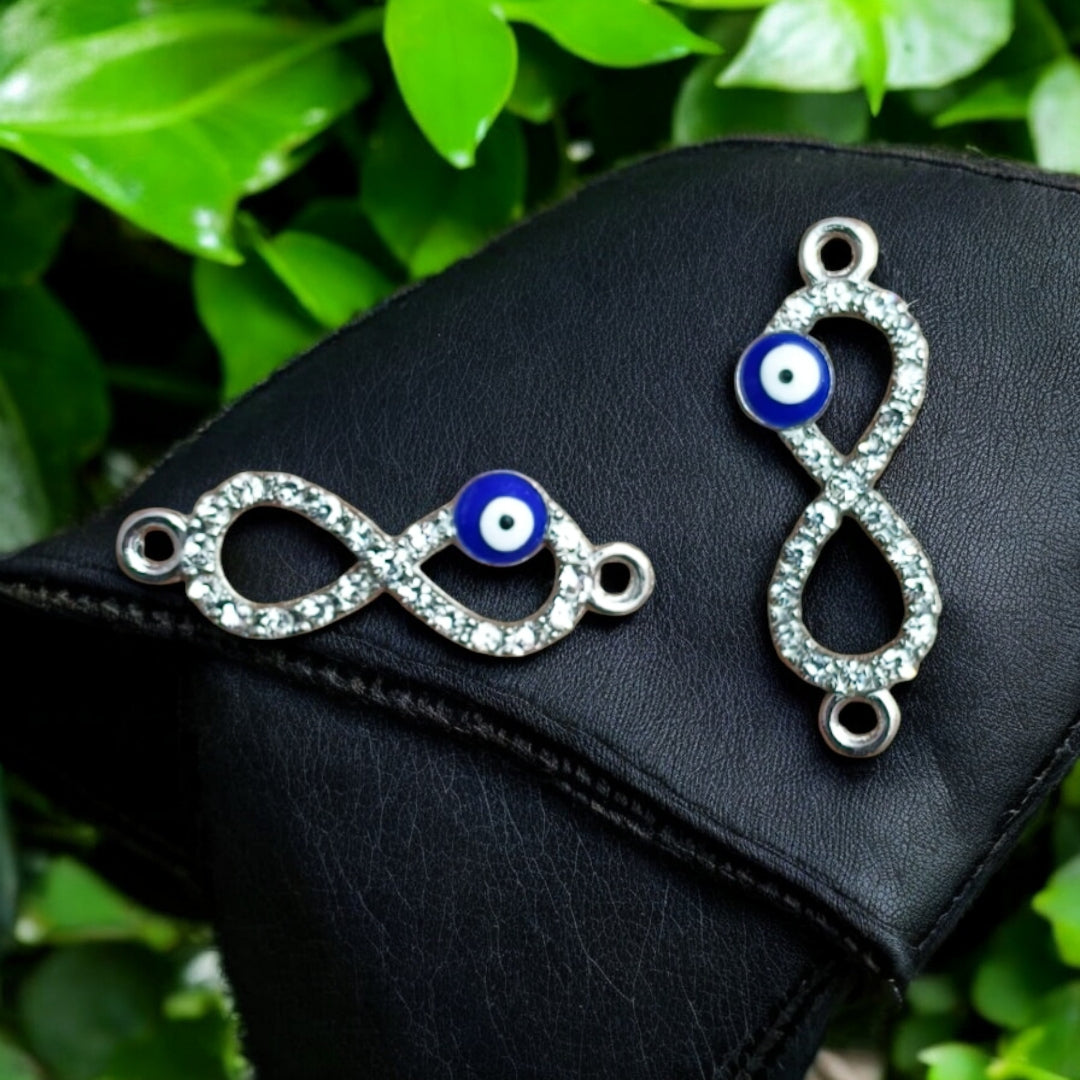 Silver Stone Infinity Charm with Evil Eye Eva Fashion and Craft