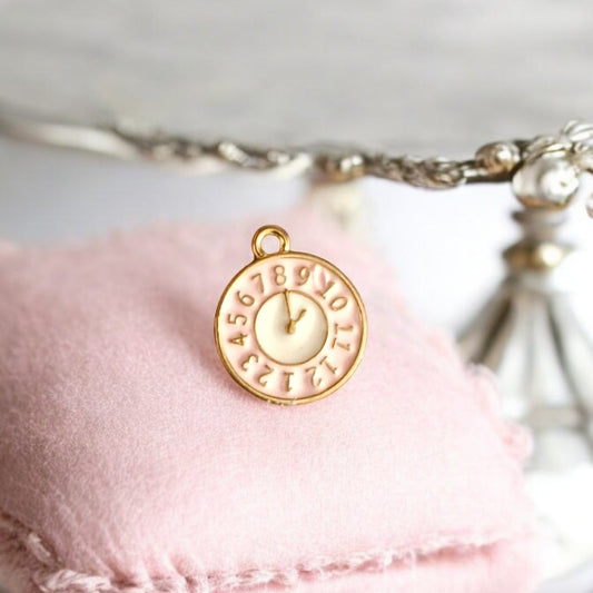 Clock Charm - Pink