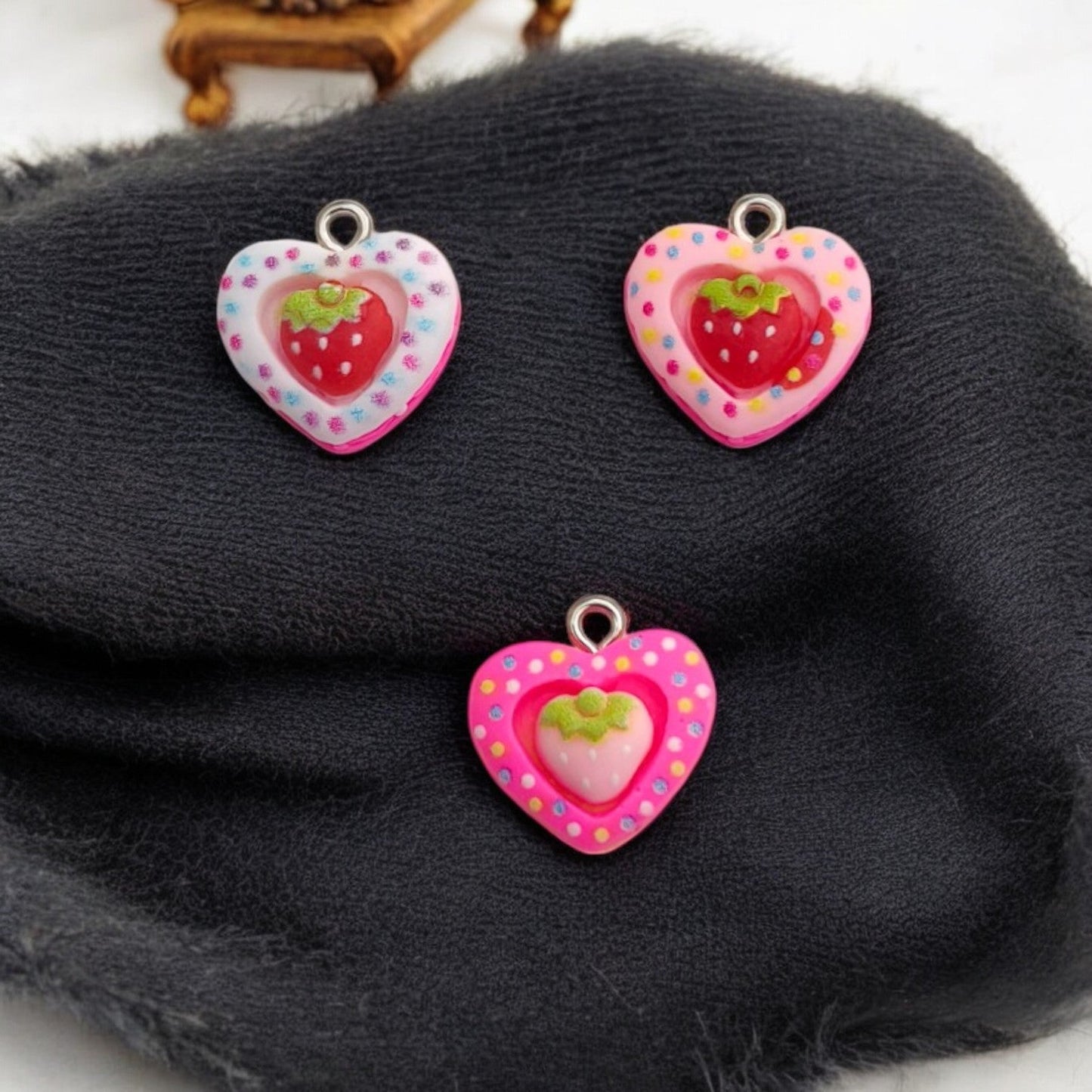 Acrylic Strawberry Heart Charm Eva Fashion and Craft