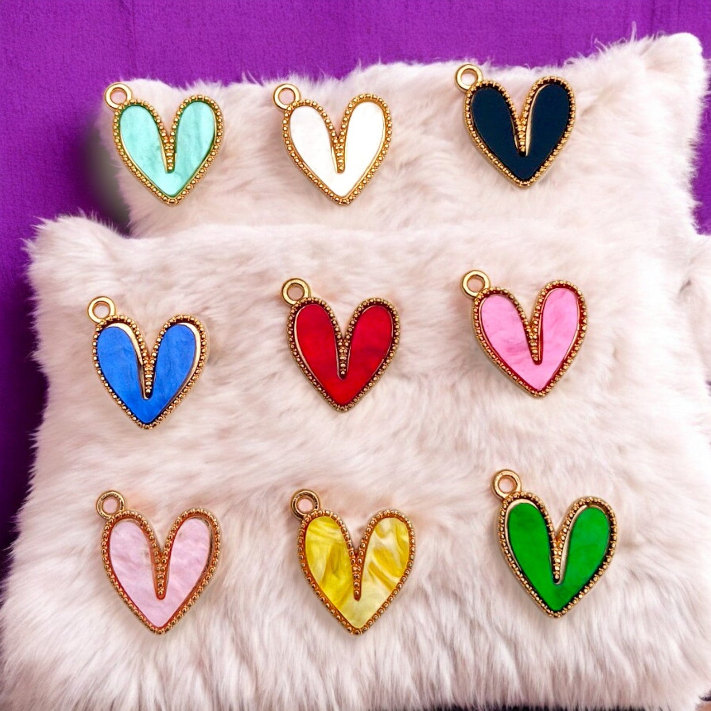 Heart Charm with Golden Ring Border Eva Fashion and Craft