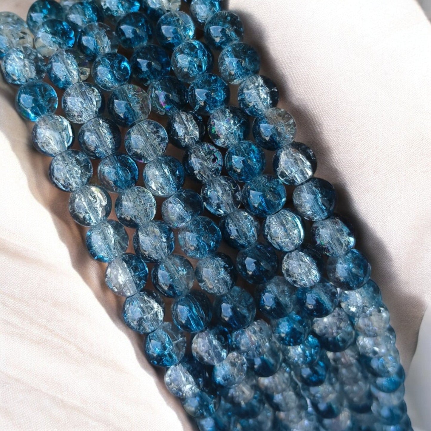 Teal Blue Multi Crackle Beads 8mm Eva Fashion and Craft