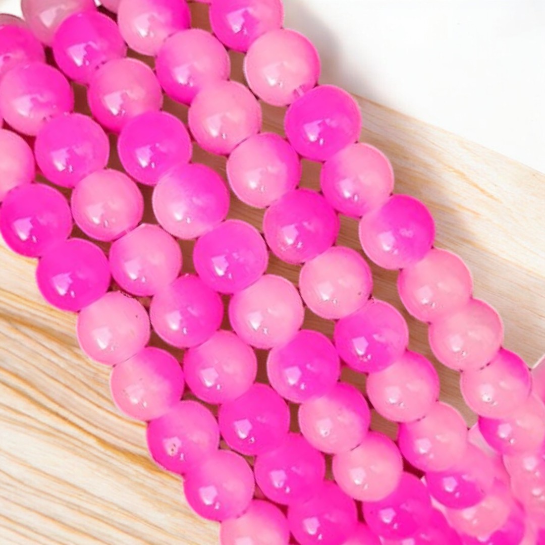 Light Pink White Dual Tone Jelly Beads - 8 mm