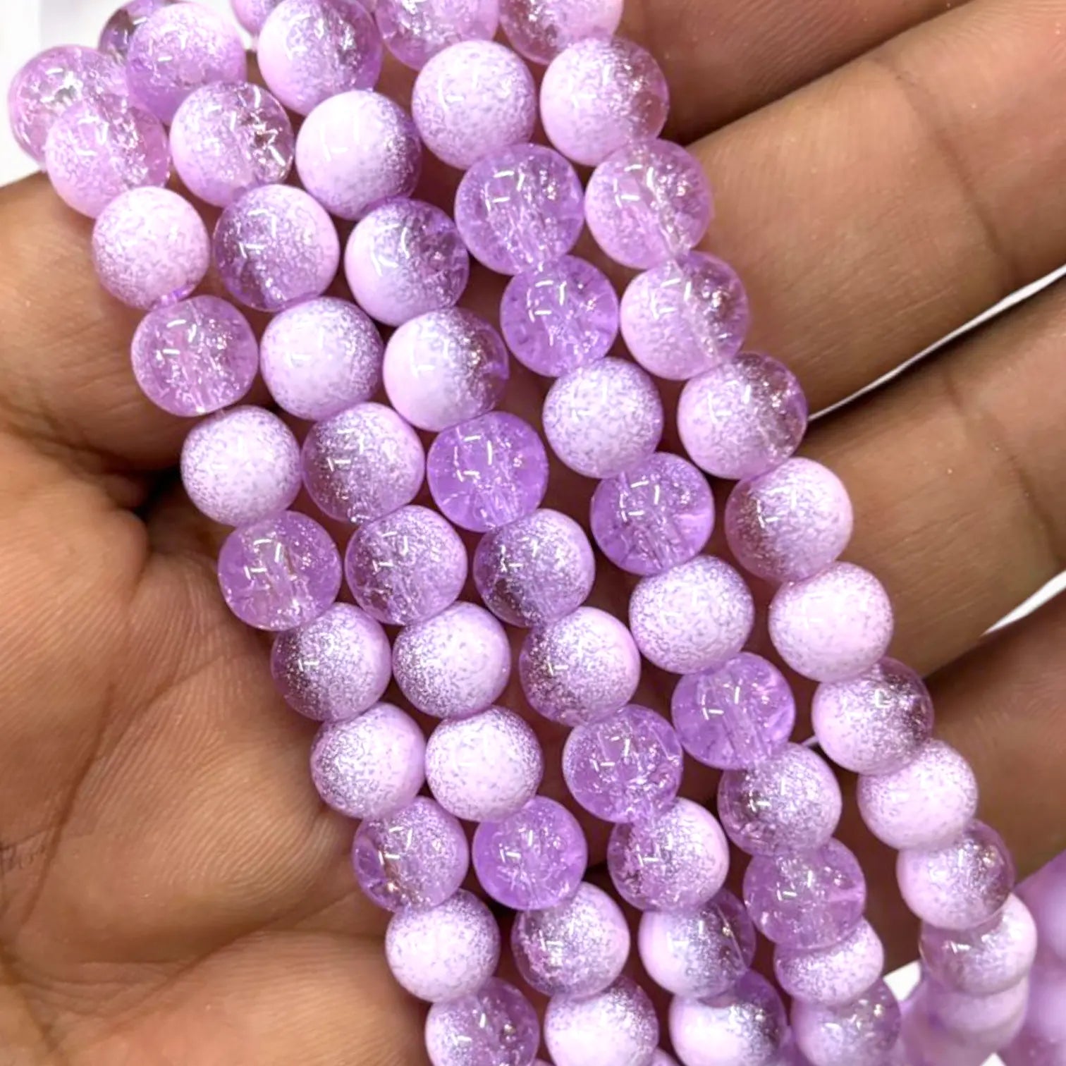 Purple White Dual Tone Crackle Beads 8mm Eva Fashion and Craft