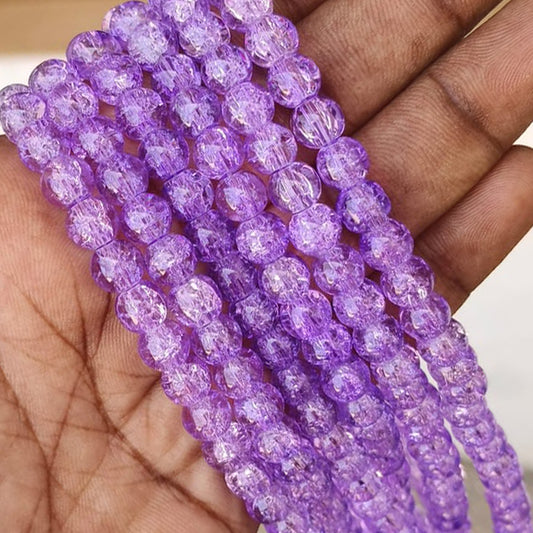 Purple Crackle Beads 8mm