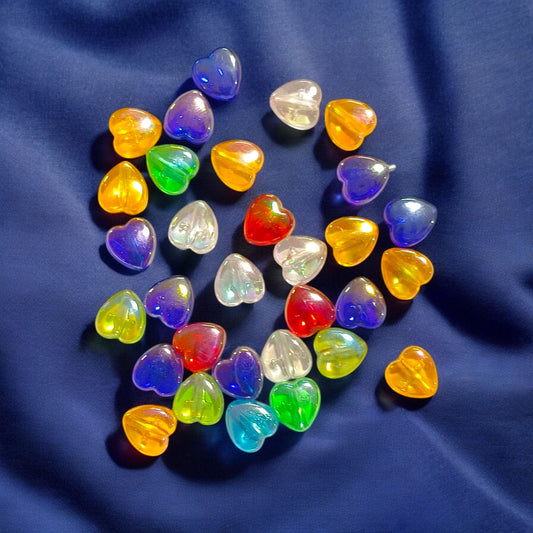 Shinning Acrylic Heart Beads - 5 Pcs ( Mixed Color)