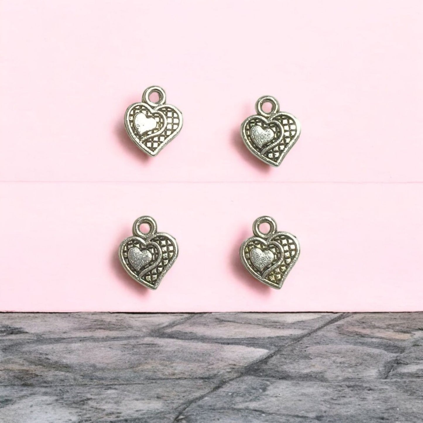 Silver Heart Charm Design #1 - 1 PC