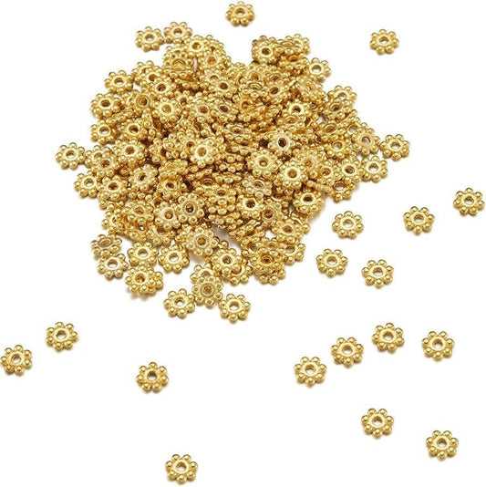 Golden Flower Spacer Beads for Jewelry Making