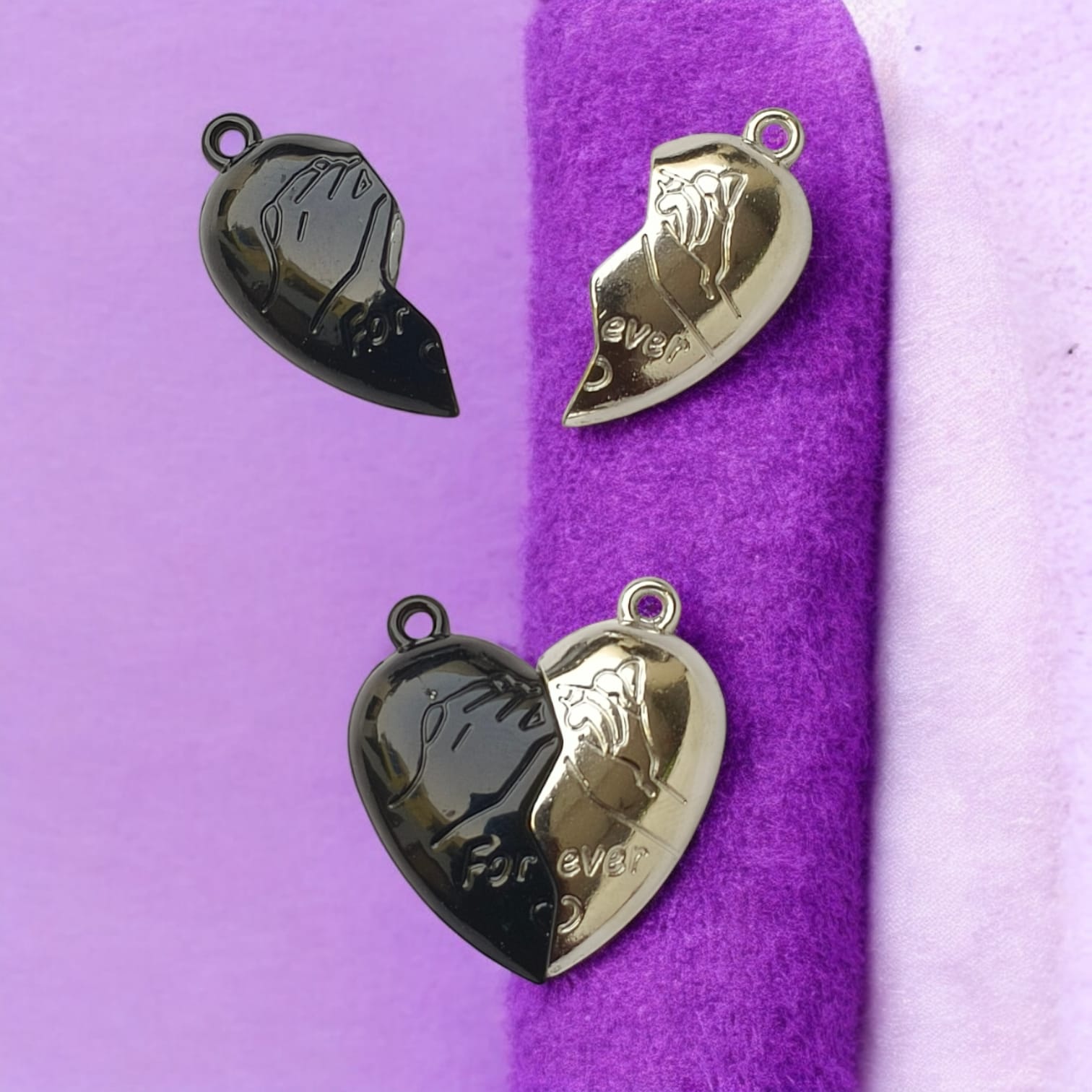 Forever Heart Magnetic Charm - Black and Silver Eva Fashion and Craft