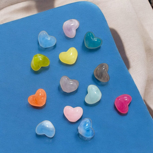 Acrylic Shining Heart Bead Charm - 5 PC Mixed Color