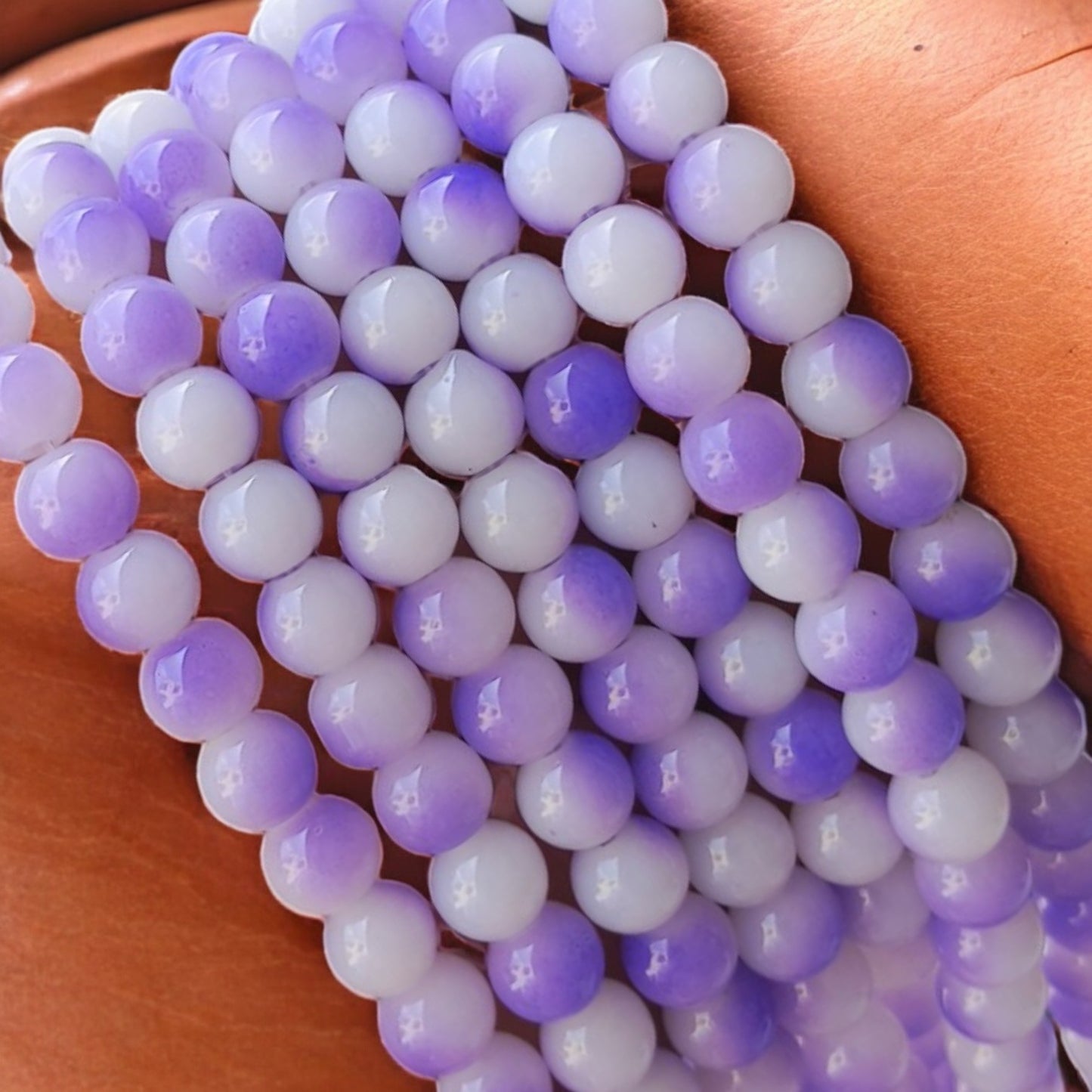 Purple White Dual Tone Jelly Bead 8mm