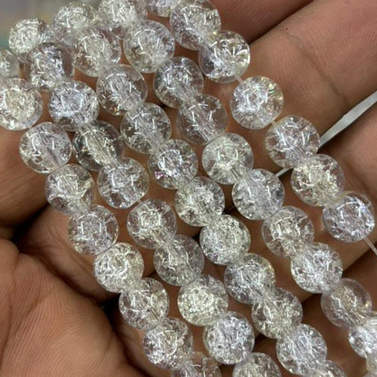 White Crackle Beads 8mm