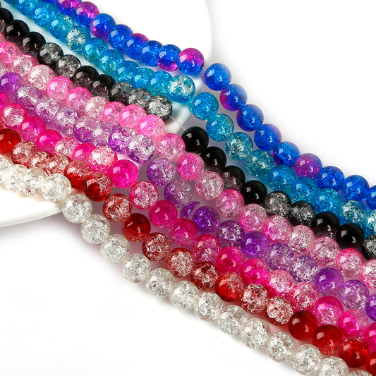 Multi Color Crackle Beads Combo - 10 Colors Mixed (Random)