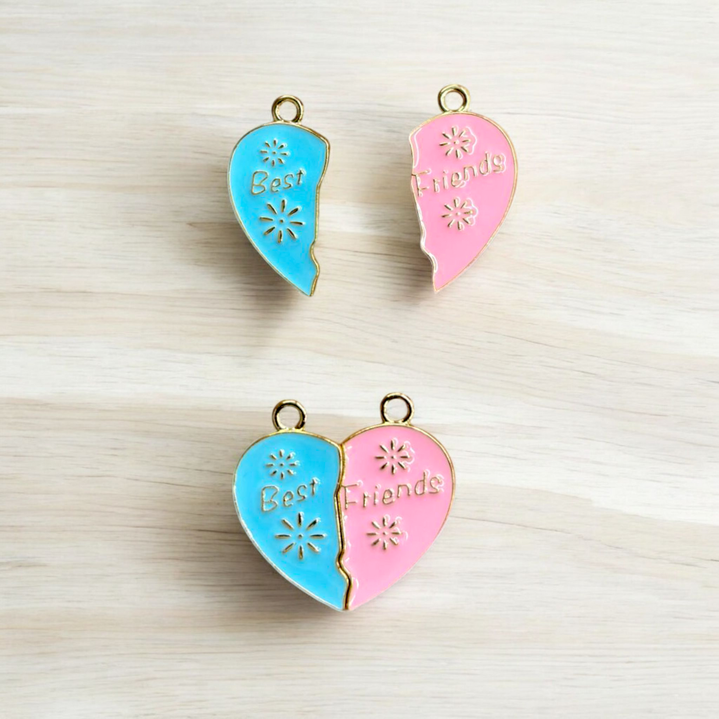 Blue Pink Magnetic Heart Best Friends